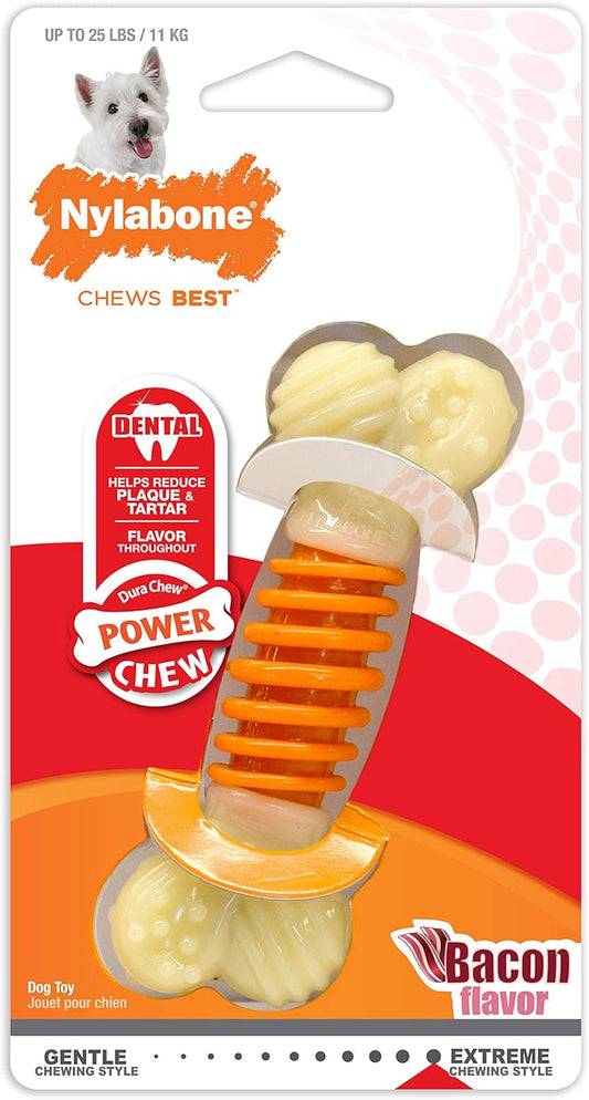 PRO Action Power Chew Durable Dental Chew Toy for Dogs, Bacon Flavor, Small/Regular (1 Count)