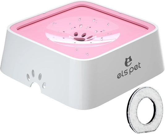 Dog Water Bowl 70Oz Dog Water Dispenser No-Spill Dog Slow Water Feeder Pink