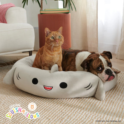 24 Inch Gray Shark Pet Bed - Medium Ultra Soft Plush Pet Bed