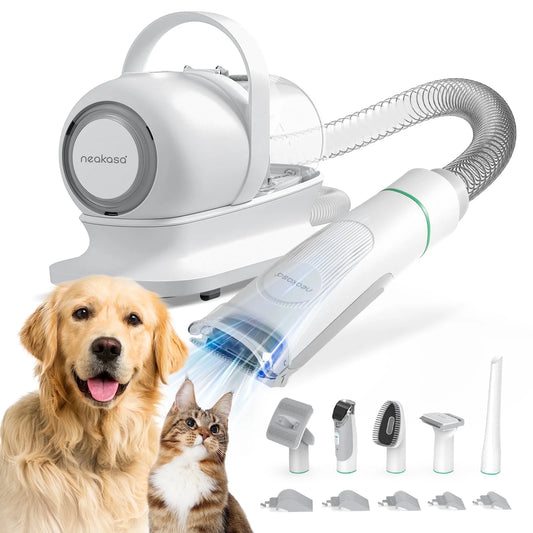 P1 Pro Dog Grooming Kit with Vacuum Suction,5-In-1 Low-Noise Pet Clippers, Deshedding Brush & Hair Collector, Professional At-Home Grooming Tools for Dogs/Cats