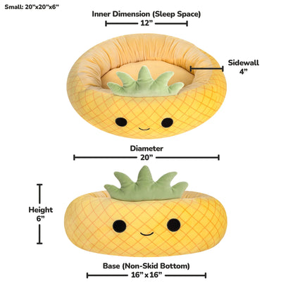 20 Inch Pineapple Pet Bed - Small Ultrasoft Official  Plush Pet Bed
