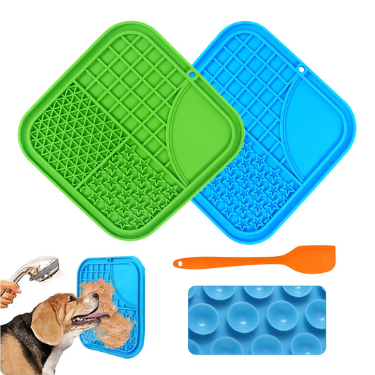 Licky Mats for Dogs, 2 Pack Dog Lick Mats with Suction Cup for Boredom and Anxiety Relief, Slow Feeding Lick Mats for Dogs with 1 Spatula Perfect for Bathing, Grooming and Training (Bpa-Free)