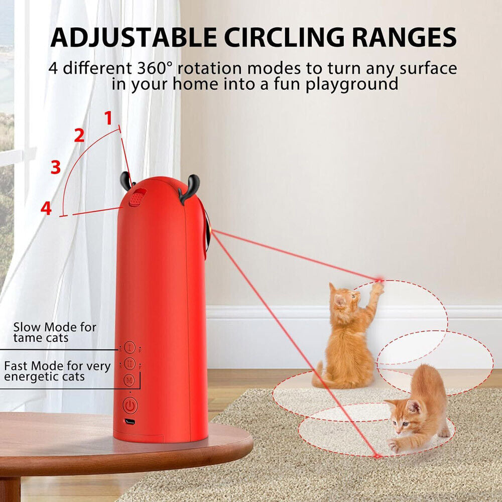 3 Settings Cat Laser Toy Automatic Indoor Motion Activated Interactive Recharge