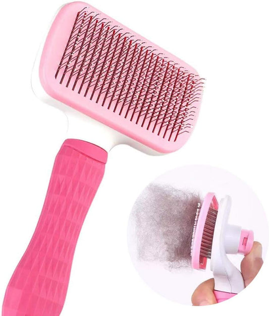 Self Cleaning Pet Brush for Dog and Cat, Grooming Brush with Long and Soft Hair