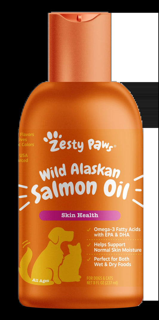 Pure Wild Alaskan Salmon Oil Liquid Food Supplement for Dogs or Cats, 8 Fl Oz, Skin Care